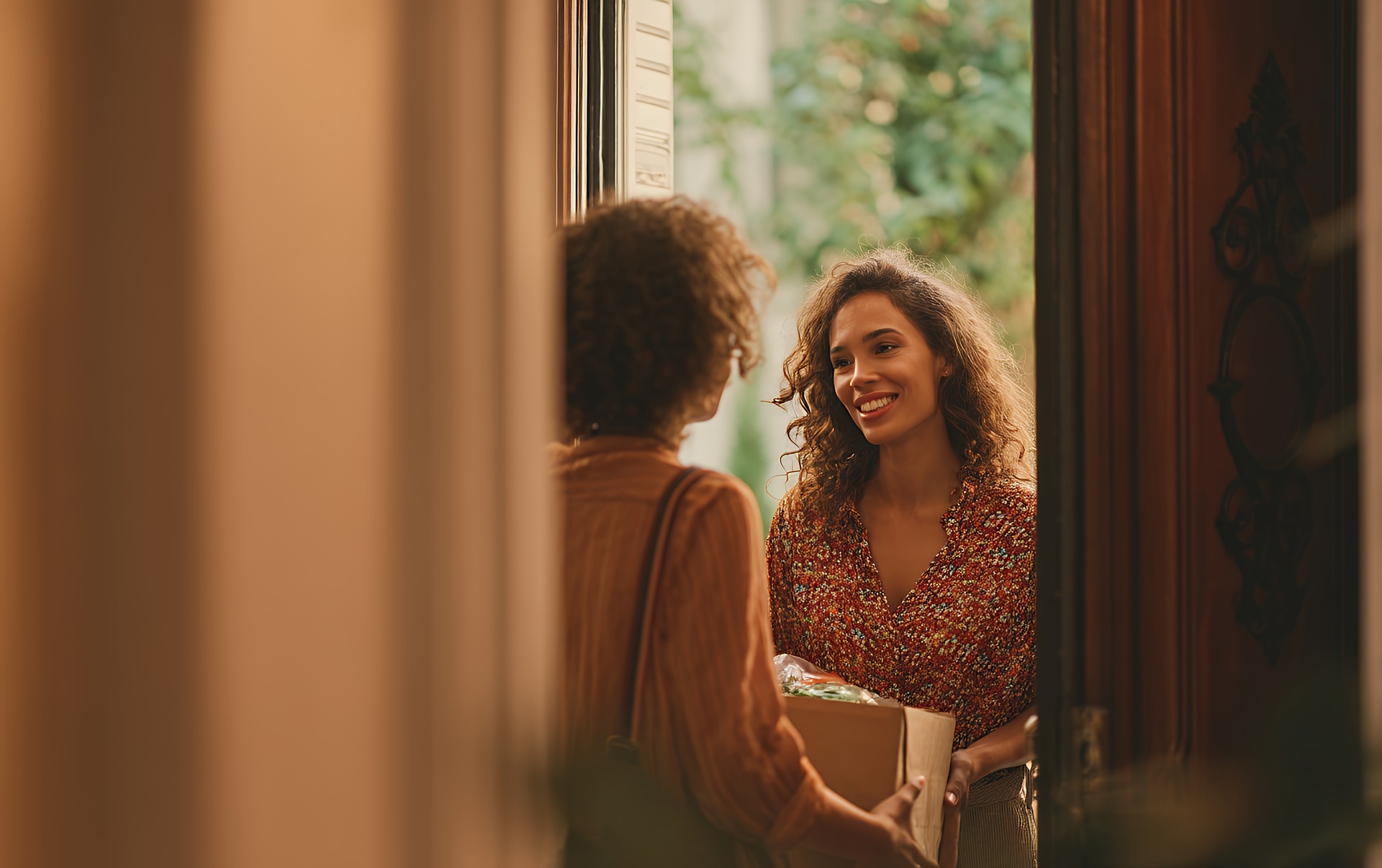 A homeowner meeting a reliable local helper after posting a job online